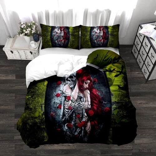 3d Valentines Day Flowers Skeleton Bedding Set Sea TurtleMicrofiber Duvet Cover Set With Pillowcases Comforter Cover Bed Set
