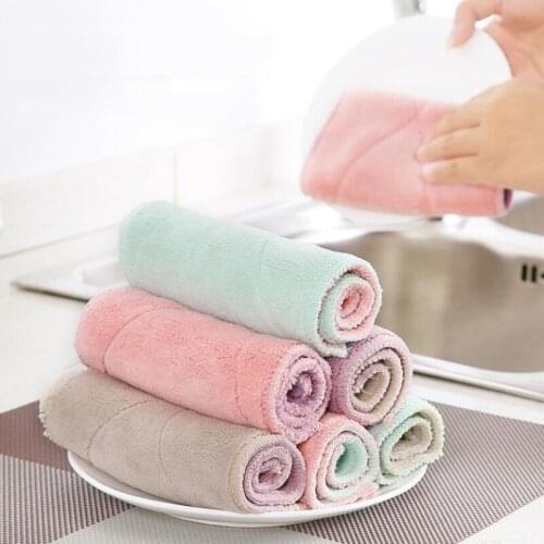 New Thickening Double-sided Microfiber Dish towels Cloth Dish Thickening Nonstick Oil Absorbent Kitchen Towels cozinha