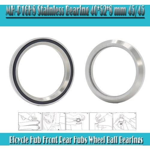 MH-P16H8 Stainless Bearing 40*52*8 mm 45/45 ( 1 PC) ABEC-3 1-1/2 Inch Bicycle Hub Front Rear Hubs Wheel Ball Bearings