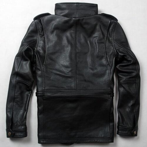 New arrivals Mens M65 cow military uniform Style black genuine jacket men spring leather coat male