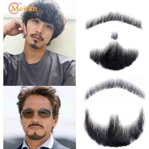 MEIFAN Lace Beard Natural Fake Beard for Men Mustache Hand-made Cosplay Synthetic Lace Invisible Beards
