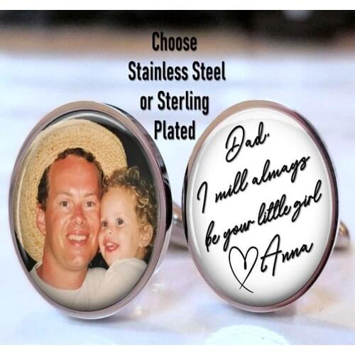 Custom Name Cufflinks for Mens Customize Geometry Round Picture Cufflinks Statement Jewelry Family Gift Shirt Cuff Links