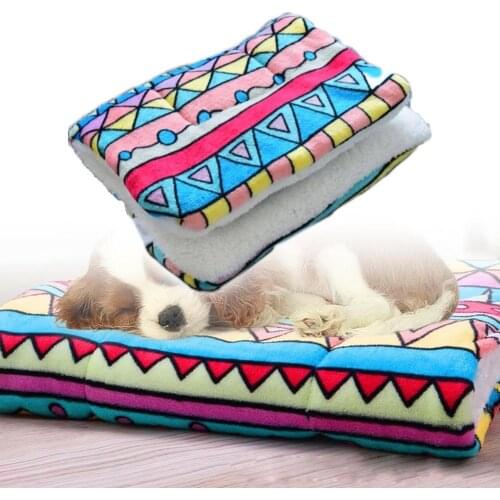 Dog Bed Pet Cushion Blanket Soft Corals Fleece Geometry Print Home Pet Puppy Cats Dog Carpet Blanket Pad Cushion
