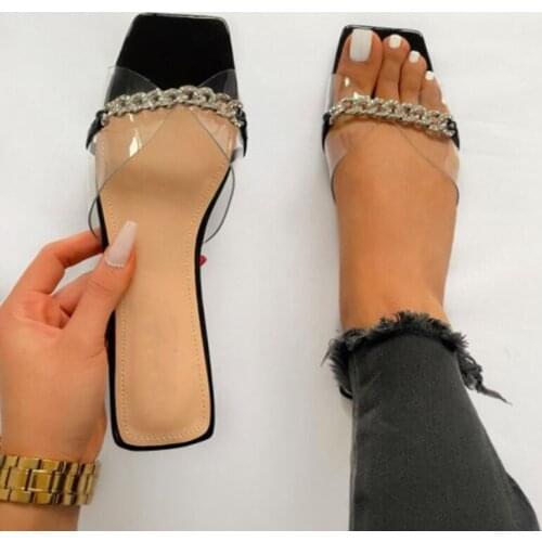 New Women Slipper Transparent Flats Women Beach Sandals Outdoor Casual Slides Chain Slippers 2021 Fashion Women Shoes Ladies