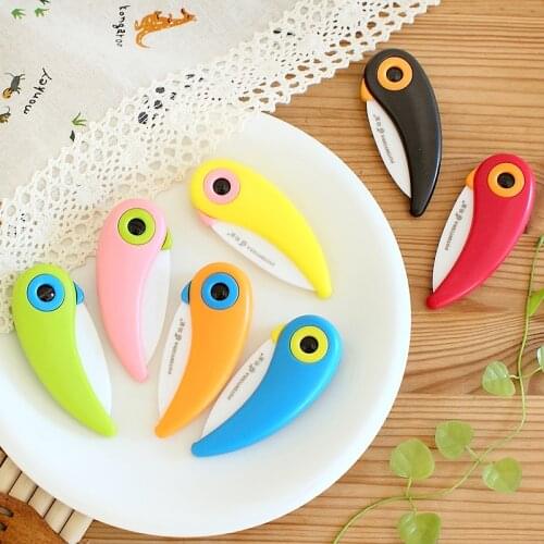 New Cartoon Bird Folding Ceramic Knife For Fruit Vegetable Kitchen Knives Cooking Tools ABS Handle Cutting Paring DIY Knife