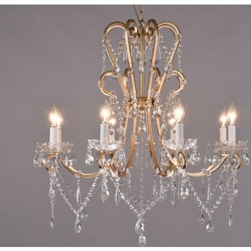 French European Style Palace Iron Crystal Pendant Light Lamp Dining Room Bedroom Real Princess Hanging Lighting