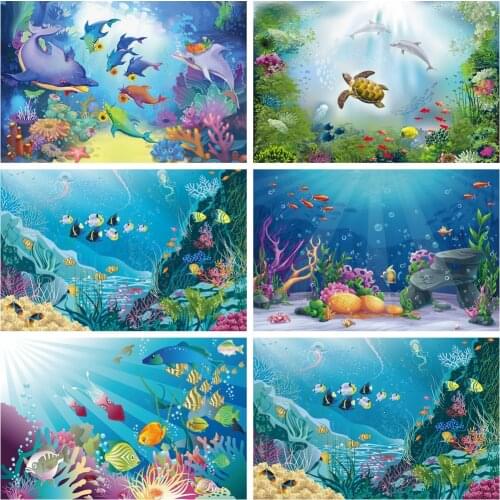 Underwater Aquarium Decro Sea Fish Tank Seaplants Photophones Baby Kid Photographic Backdrops Photography Backgrounds Photozone