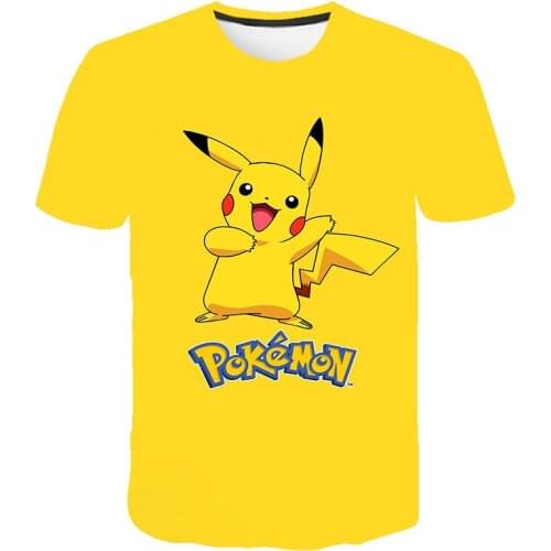 Pokemon Pikachu Boys And Girls 3DT Shirt Pokémon Cartoon Pattern Childrens Clothing Short Sleeves Summer Fashion Hip Hop