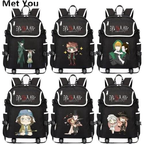 Anime Identity V USB Charging Backpack Bag Schoolbag Book Student USB Charge travel Bag Mochila