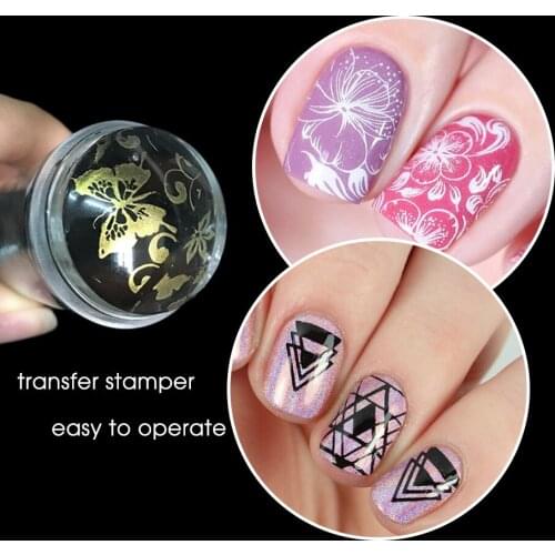 Nail Salon Pure Clear Jelly Nail Art Stamper Scraper Set Print Silicone Marshmallow Nail Stamp Stamping Tools Nail Art Template