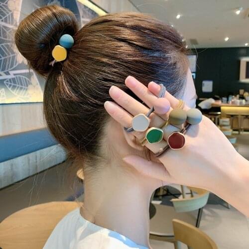 Temperament Lady Morandi Color High Elasticity Rubber Band Hair Rope Headdress Fashion Colors Acrylic Material Tie Hair Circle