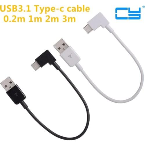 USB Type C 100cm 1m 2m 3m short Cable 90 Degree Right Angled USB Type-C 3.1 Connector Wire USB C Cable for MacBook / Xiaomi 4C
