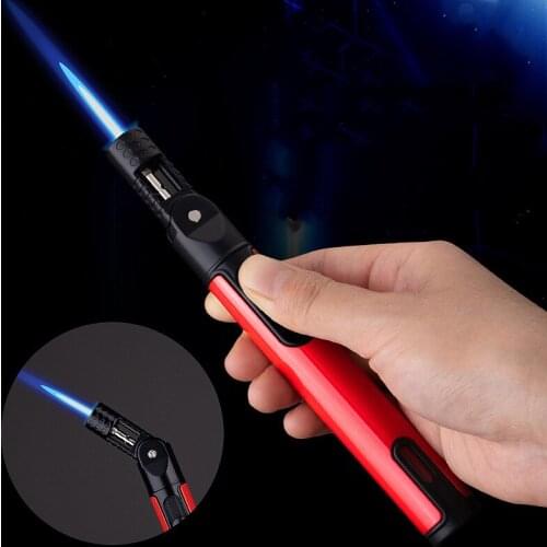 Windproof Long Strip BBQ Kitchen Torch Igniter Pen Spray Gun Metal Butane Gas Refillable Lighter Jet Candle Welding Tool Gift