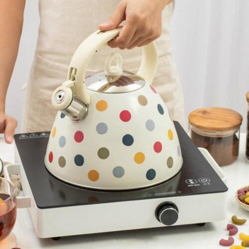 Vintage Colorful Dots Whistle Kettles Teapots Stainless Steel Water Kettles Whistling Pot Tea Kettle Pot for Gas Stove Cookware