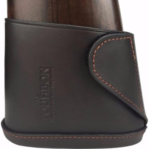 Tourbon Rifle Gun Buttstock Genuine Leather Slip-on Shotgun Shooting Recoil Pad Brown with Velco Hunting Accessories