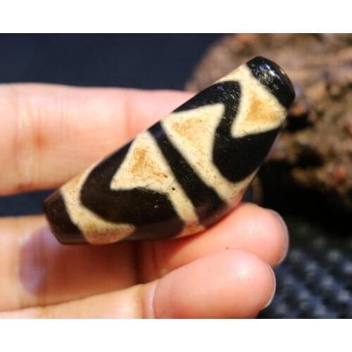 Magic Power Tibetan Old Agate Double Tiger Tooth Horn-shape dZi Bead Pendant 4A LZK LKbrother Top Quality UPD1216A