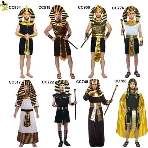 Adult Men Gold Egyptian Pharaoh Costume for Man Halloween Party Costumes Traditional Egypt Egyptian Costumes Cosplay