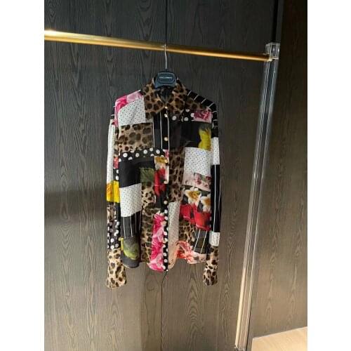 Top Quality 2021 New Design Early Autumn New Stitching Section Silk Stretch Women Shirt Various Fabrics Stitching Run Deals