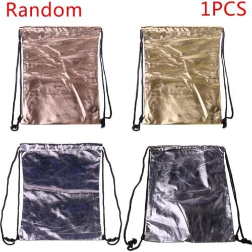 Waterproof Drawstring Backpack Bag PU Leather Women Sport Gym Bags
