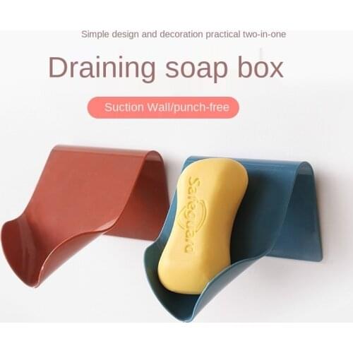 1Pcs Soap Holder Bathroom Shower Soap Dish Shower Plates Soap Storage Box With Drain Wall Mounted Self Adhesive Plastic Supplies