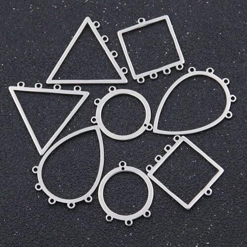 10PCS 9 Styles 316 Charm Geometry Connector Metal Stainless Steel Porous Pendant Necklace Earrings DIY Accessories