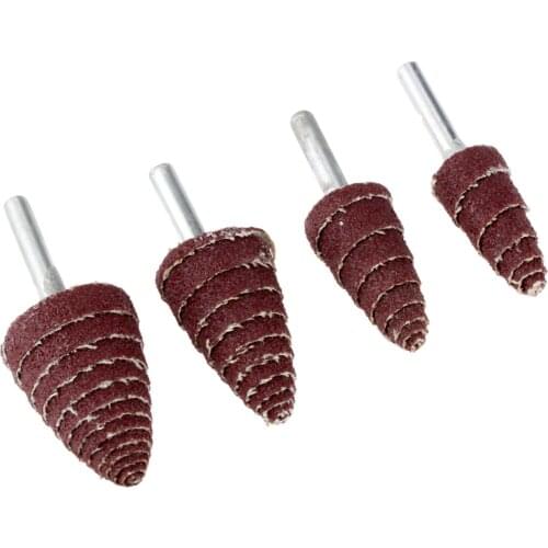 2Pcs 6mm Shank Grit #80 Tapered Cone Grinding Head Sandpaper Wheels Polishing Sanding Tools Drills Head Dia. 16mm 20mm 25mm 30mm