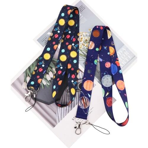 24pcs/lot MD736 DMLSKY Cartoon Universe Planet Phone Lanyard Astronaut Neck Lanyards for ID Card Phone Keys For Geography lovers