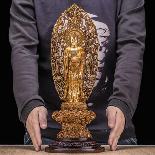 46CM- 2021 bless family OFFICE Safety Health luck Talisman #office home efficacious Protection Buddhism Amitabha Buddha statue
