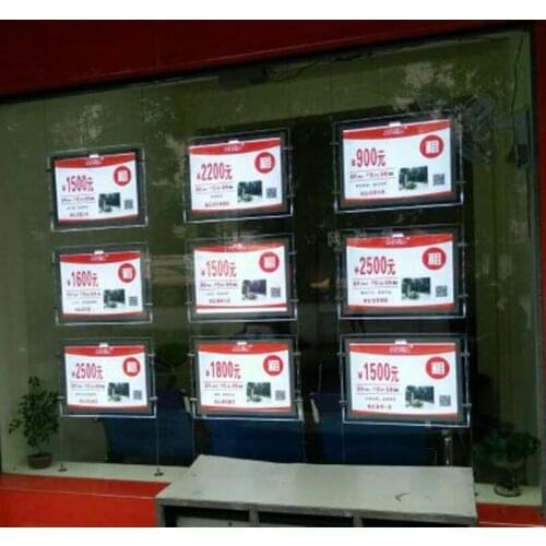 9Units X Real Estate Window Double Sided Signage Display,Acrylic Cable Hanging Display - A4 Landscape