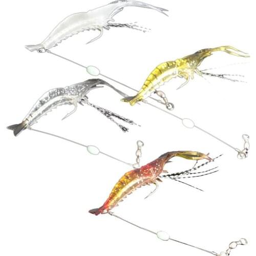 9cm/6g Shrimp Soft Lure Fishing Sabiki Artificial Bait With Glow Hook Swivels Luminous Fishing Fake Lure