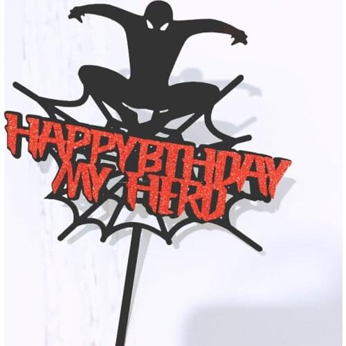 Acrylic Super Dad Hero Happy Birthday Cake Topper Party Decorating Boy Kids DIY Party Supplies Fathers Day Cake Topper