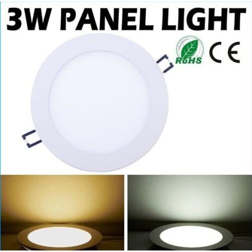 Free shipping 85-265v 3W led panel lights round smd led ceiling spot panels lighting bulb warm white/cold white