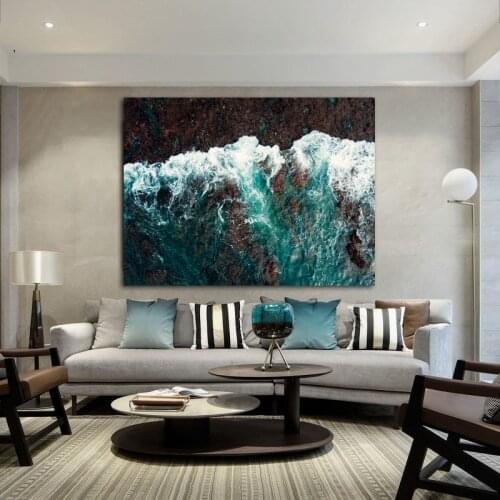 WANGART Large Abstract Wall Art Poster Canvas Print ocean landscape Oil Painting Wall Picture For Living Room Home Decor