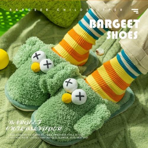 Childrens Cotton Slippers Winter Fashion Cartoon Non-slip Plush Boys And Girls Keep Warm Soft Children Flat Indoor Slippers