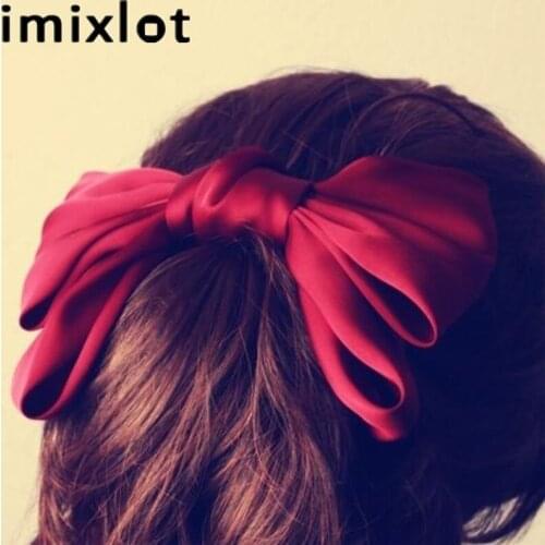 Imixlot 1PC Womens Sweet Barrette Bowknot Hair Clip Girls Ribbon Big Bow Hairpins Exaggerated Hair Accessories Headwear