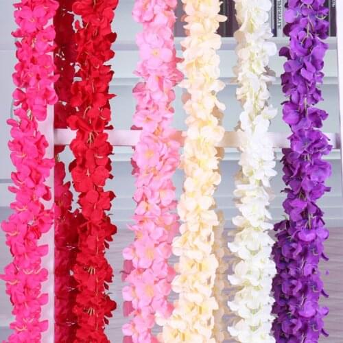 180cm 1PC Cherry Blossoms Artificial Flower Wisteria vine Artificial Plants Home Decor Wedding Decoration For Wall Fake Rattan
