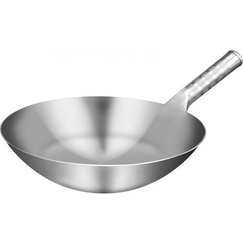 Chinese Wok Traditional Handmade Stainless Steel Non Stick 1.8mm Thick Rusting Gas Wok Cooker Pan Cooking High Quality