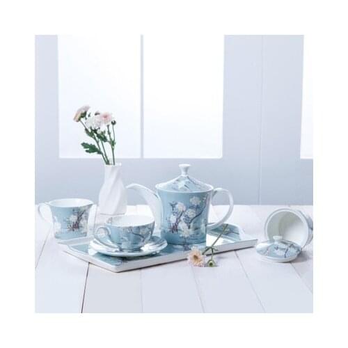 Bone China Crane Coffee Set Afternoon Tea Cup And Saucer Ceramic Tea Tray European Style Sugar Can milk Can Coffee Drinkware