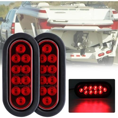 Hot 2PCS Red 10LED 12V Side Marker Light Car Trunk Trailer 6Inch Oval Brake Lights Turn Signal Tail Light Indicator Lamp For Car