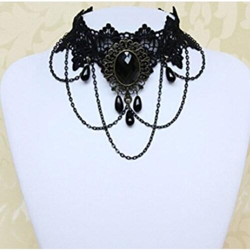 Fashion Women Vintage Retro Short Gothic Steampunk Lace Flower Choker Necklace Jewellery Statement Necklace Pendant Necklaces
