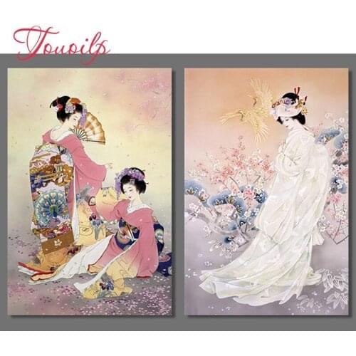 Hobby,5D,diy,Diamond Painting 2 pcs,Japan beauty,Cross Stitch,Full,Diamond Embroidery,3d Mosaic,pattern,beaded embroidery,5d,art