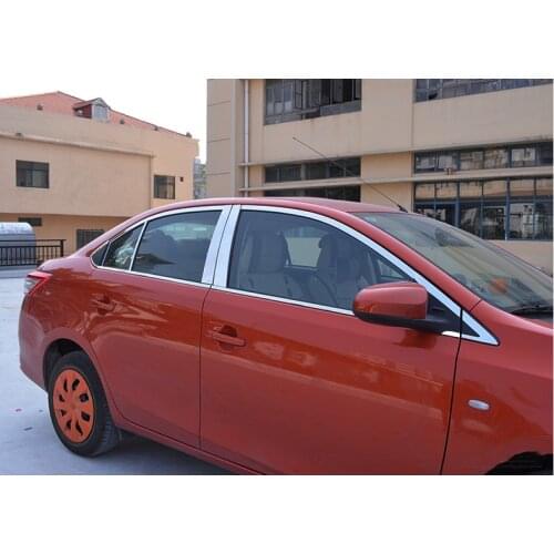 Stainless steel Exterior Window Sill Lid Trims for toyota vios 2014 2015 2016 2017 2018 yaris sedan Car Styling