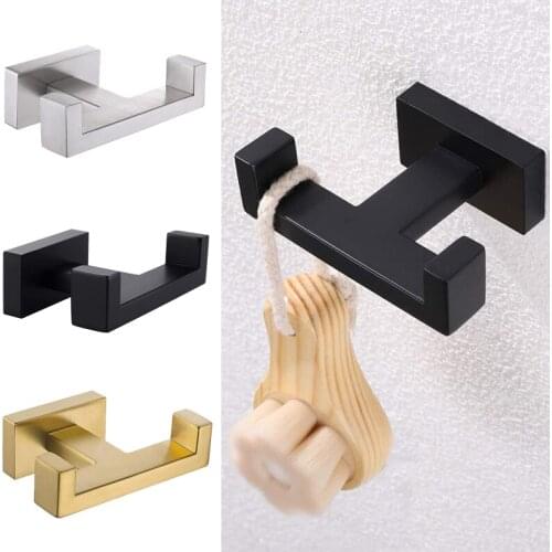 1Pc Nordic Wall-mounted Double Robe Hook Living Room Bathroom Stainless Steel Towel Coat Hanger Home Supplies