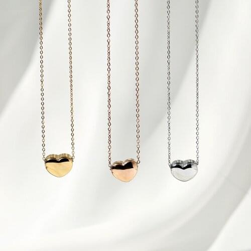 YUN RUO New Arrival Rose Gold Color Fashion Heart Tassel Crystal Pendant Necklace Titanium Steel Jewelry Woman Gift Never Fade