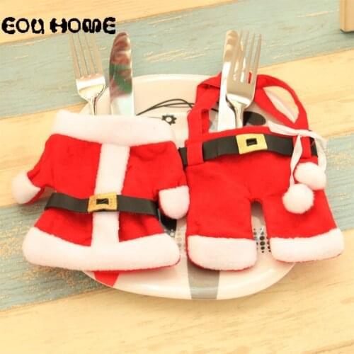 2021 New Year Gifts Christmas Clothes, Cutlery Sets, Decorative Knife and Fork Cover Christmas Family Table Decoration Placemat