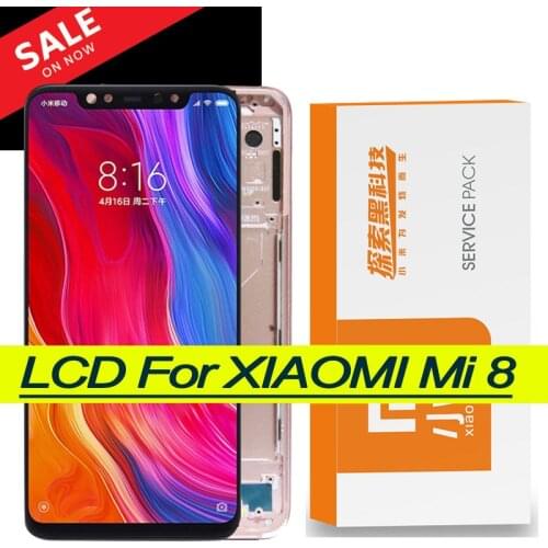 Original 6.21" AMOLED Display with Frame for XiaoMi Mi 8 LCD Touch Screen Digitizer MI8 Fingerprint Edition Repair Parts