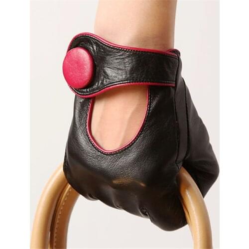 Real Leather Gloves Female Wrist Big Button Thin Short Style High Quality Sheepskin Womans Gloves Fashion Elegant EL028NN-1