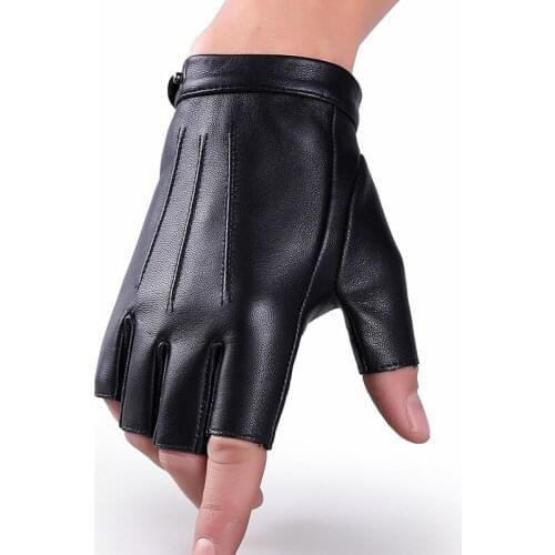 Men/Women Half Finger Genuine Leather Sheepskin Half Finger Gloves Thin Breathable Outdoor Sports Fitness Driving Gloves A57