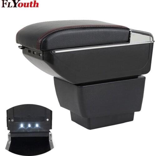 Armrest Box For Skoda Fabia Fabia 2 2015-2017 USB Charging LED Light Car Arm Rest Rotatable Centre Console Storage Box