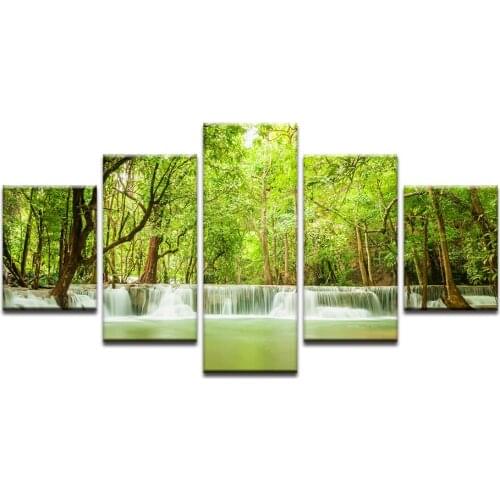 Frame Art Poster HD Wall Forest Waterfall Landscape Modern Painting Modular Picture Home Decor For Living Room Print On Canvas